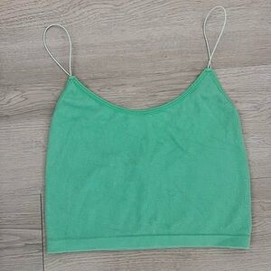 Green Ribbed Women's Cropped Top Size Large